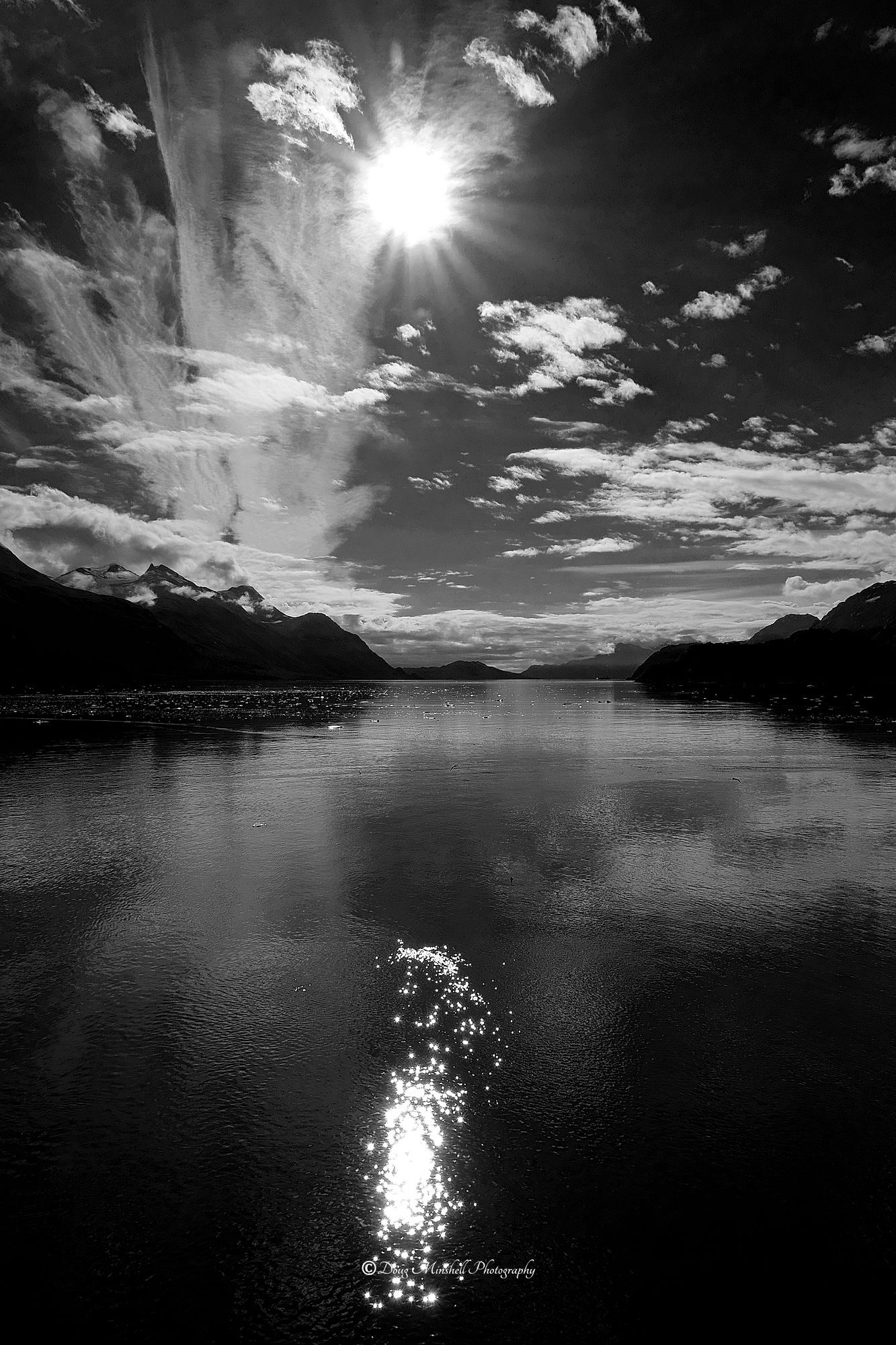 Glacier Bay Shine and Cloudsl (B&W)